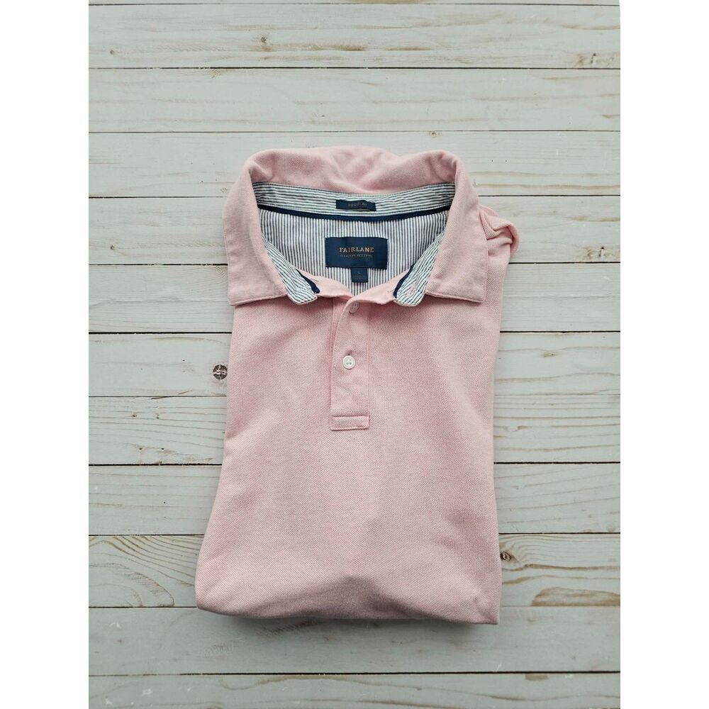 Fairlane Performance Pique Men’s L Pink Polo Shirt Golf Preppy Short Sleeve